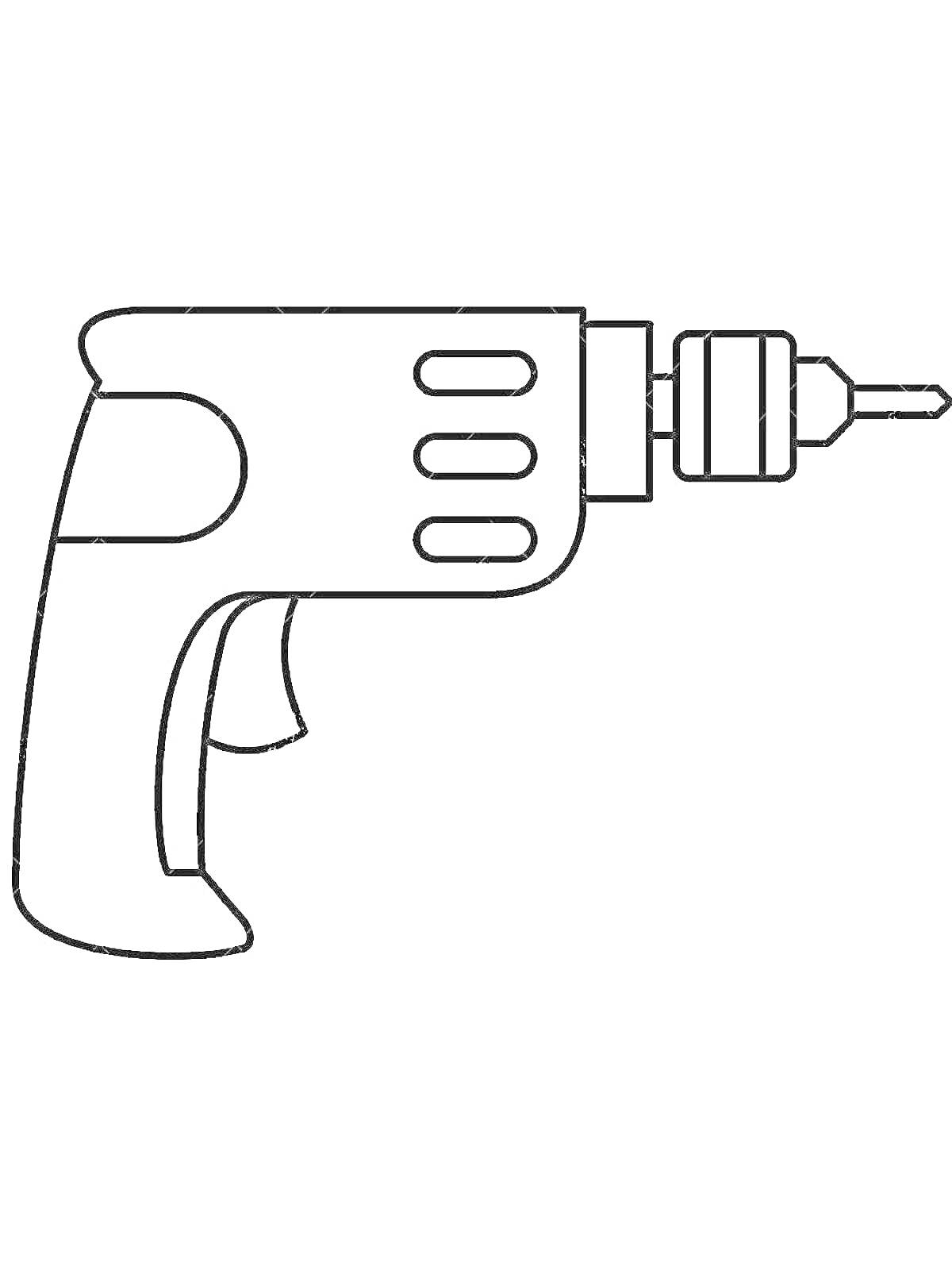 Раскраска Электрическая дрель с насадкой в виде сверла