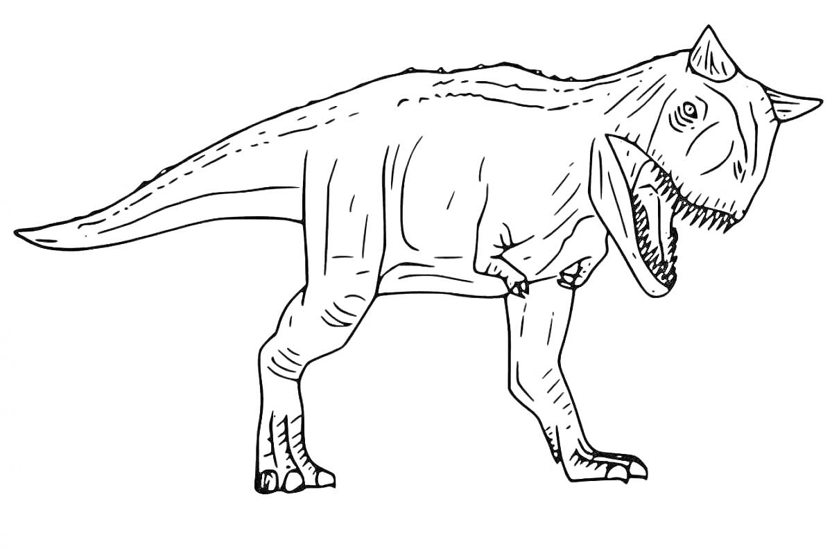 Раскраска Карнотавр с открытой пастью