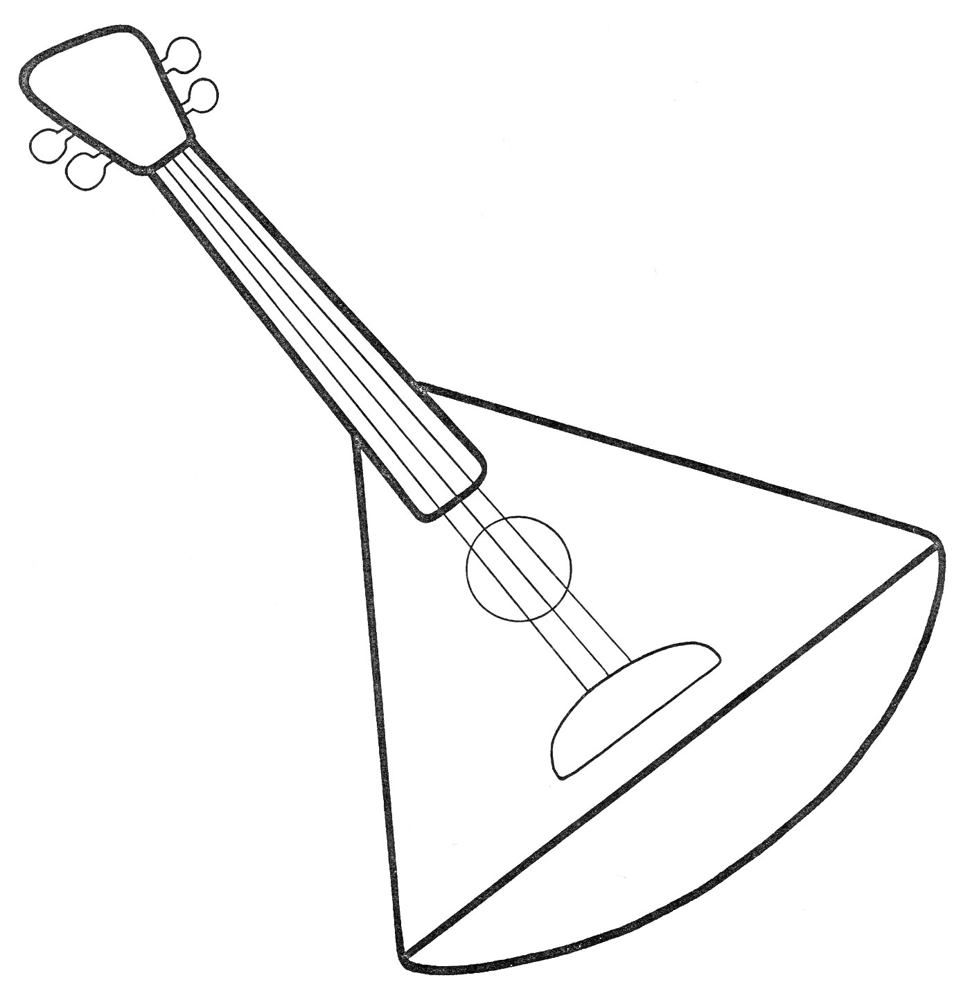На раскраске изображено: Балалайка, Музыкальный инструмент, Гриф, Струны, Русская культура