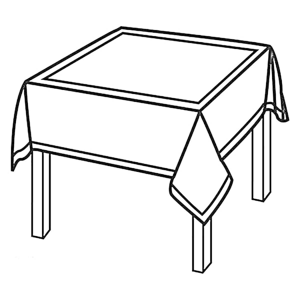 Раскраска стол с скатертью
