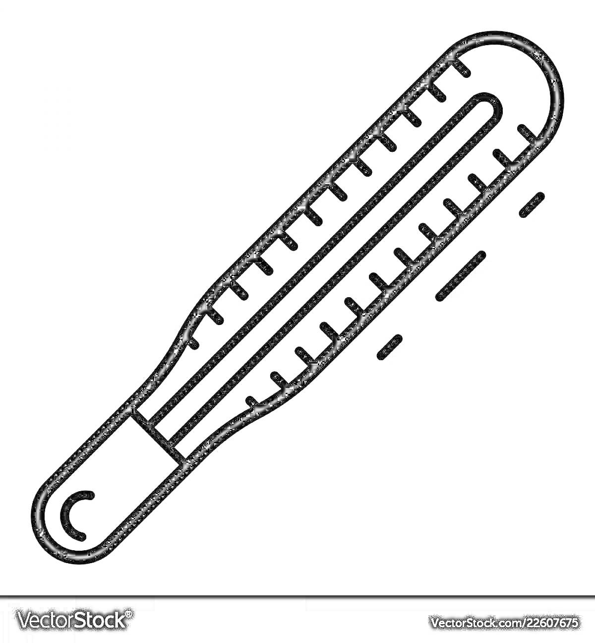 Раскраска Термометр с делениями для измерения температуры