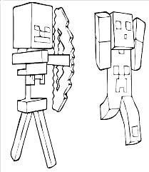 Раскраска Скелет с луком и игрок из Minecraft