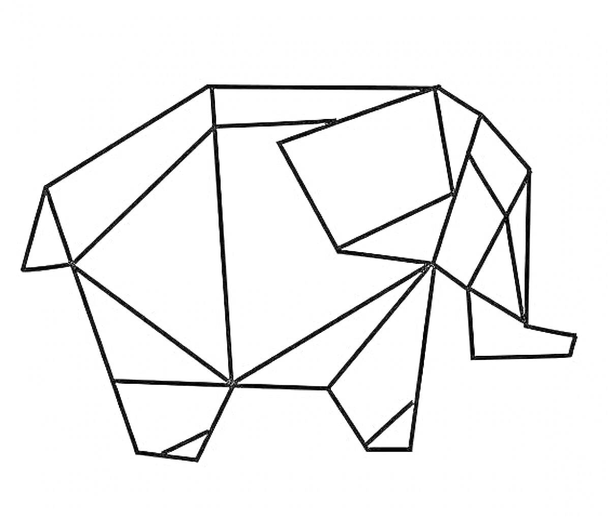 Оригами - Слон в Геометрическом Стиле