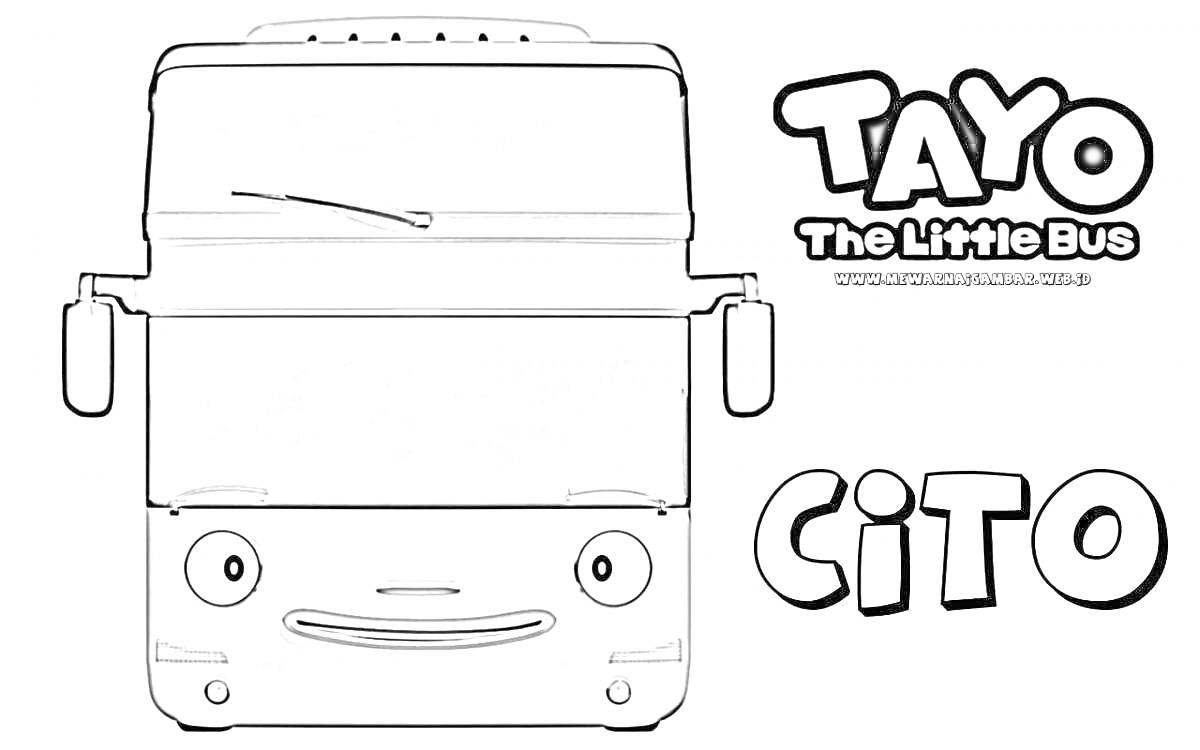 На раскраске изображено: Автобус, Тайо, Транспорт, Маленький автобус