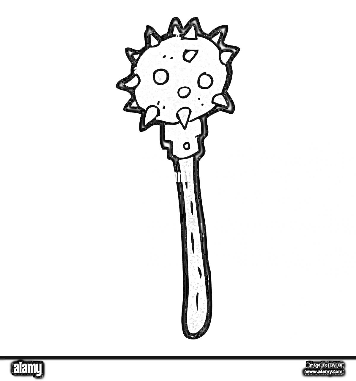 Раскраска Средневековая палица с шипами