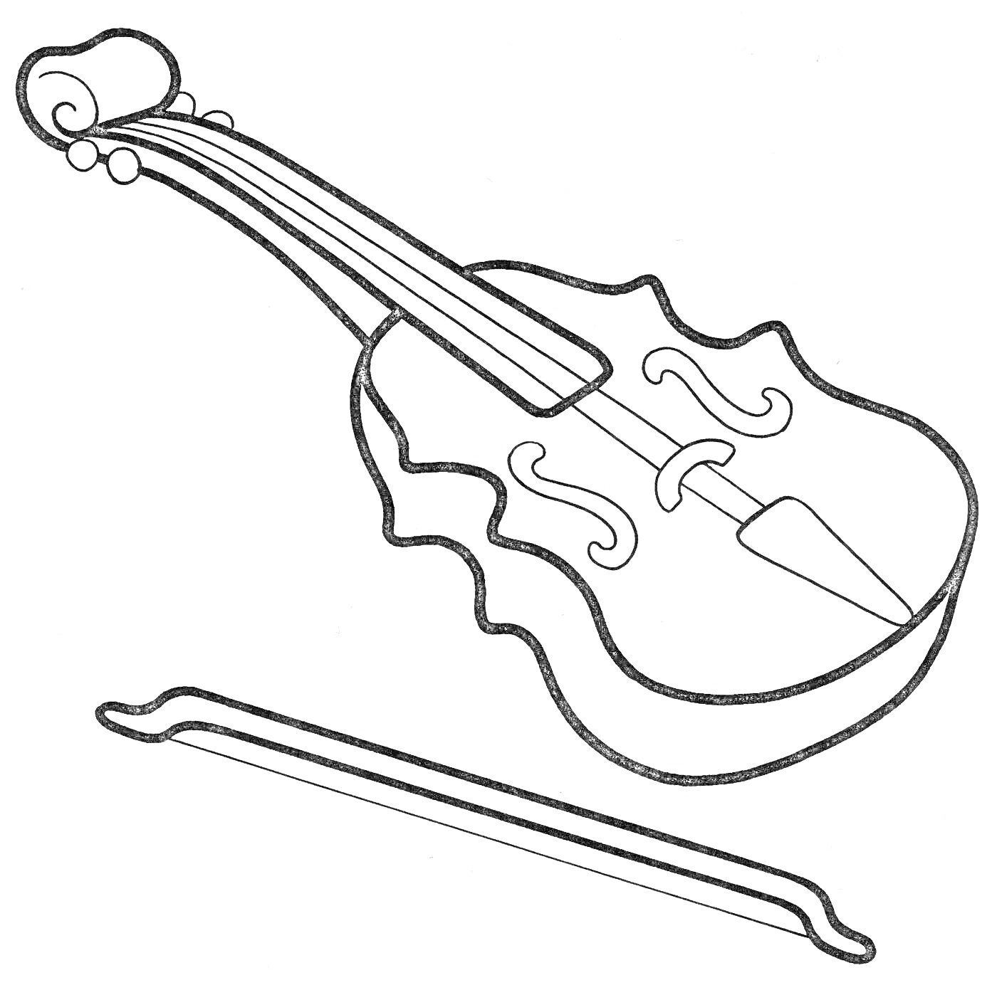 На раскраске изображено: Скрипка, Смычок, Музыкальный инструмент, Для детей, Музыка, Струны, Классическая музыка