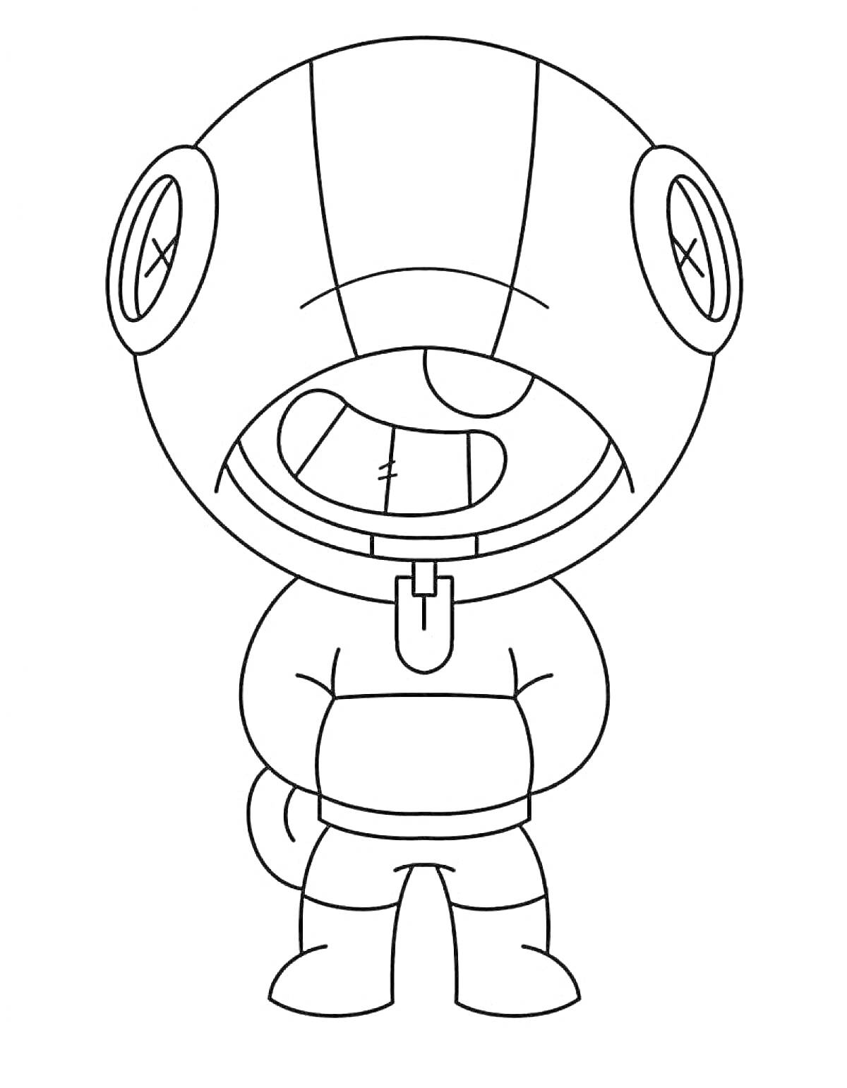 Раскраска Леон из мультфильма в капюшоне с большими круглыми глазами