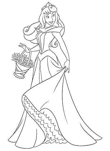 Принцесса Аврора с корзиной цветов в платье