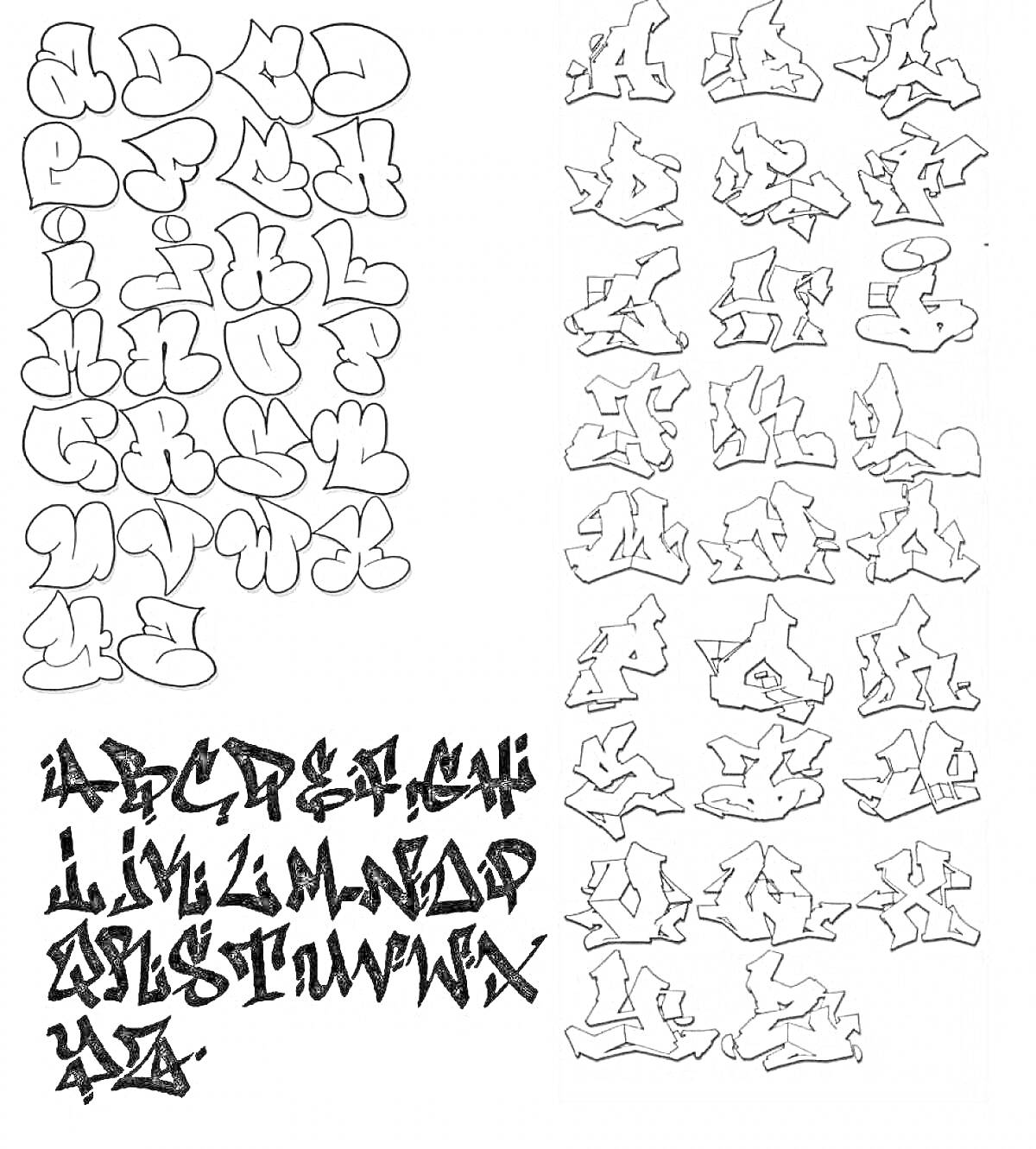 Раскраска Раскраска русского алфавита в стиле граффити