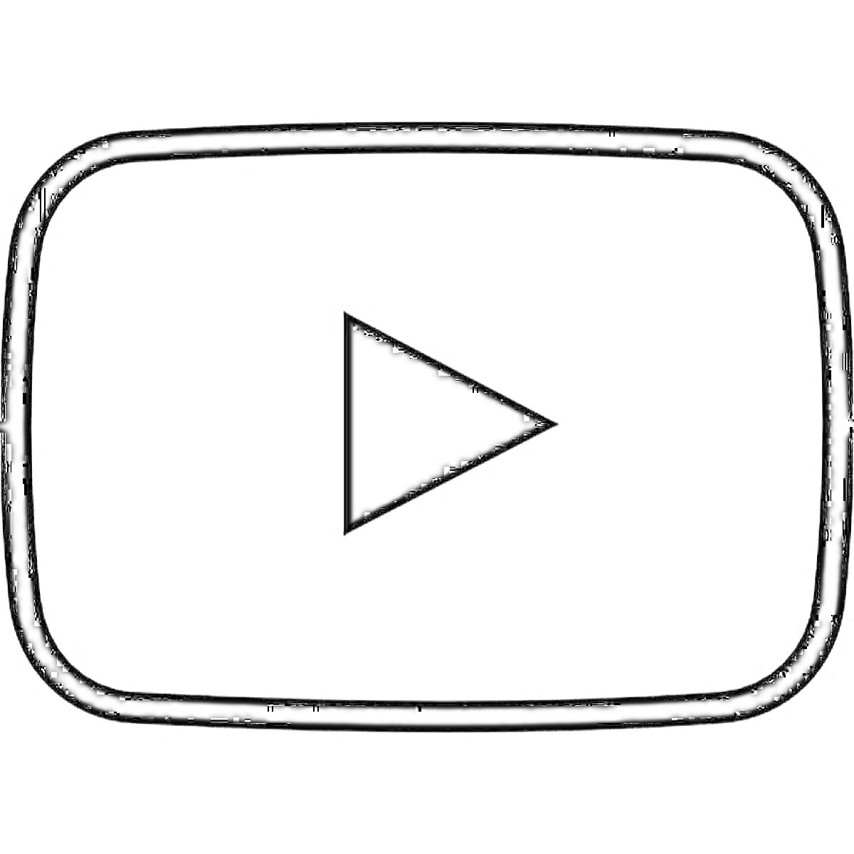 Контур логотипа YouTube с кнопкой воспроизведения