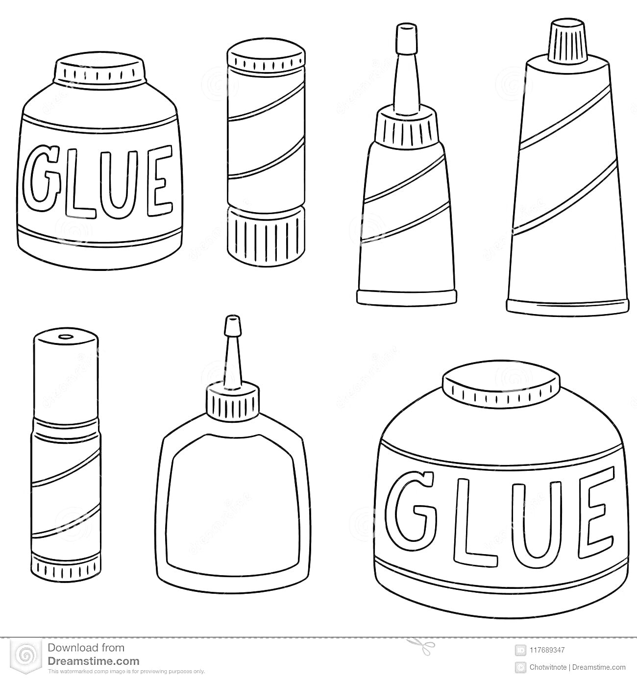 Раскраска Флакончики и тюбики клея: Круглый большой флакон с надписью 