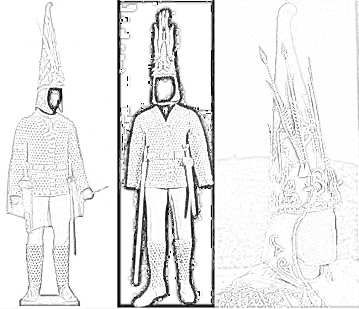 На раскраске изображено: Костюм, Узоры, Украшения, Исторический костюм, Археология, Культура, Артефакт