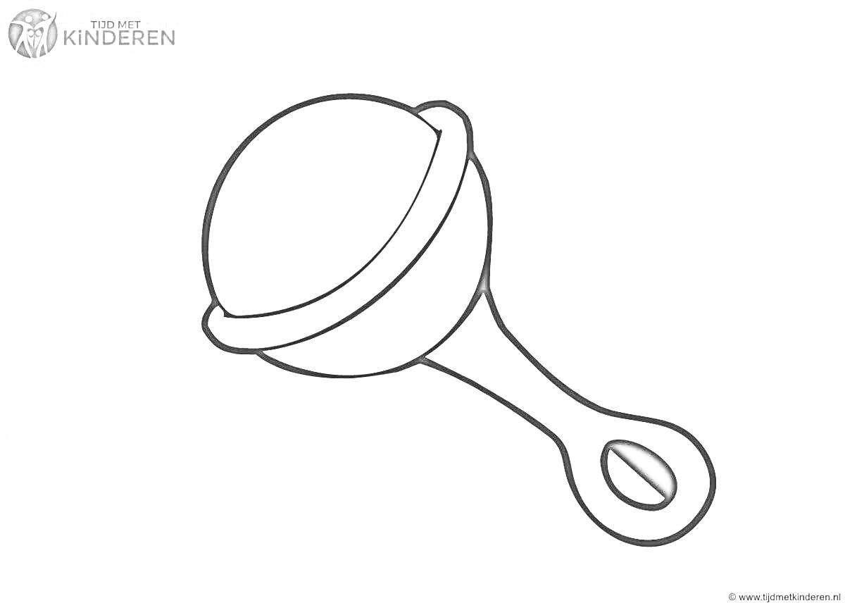 Раскраска погремушка с круглым головным элементом и овальной ручкой