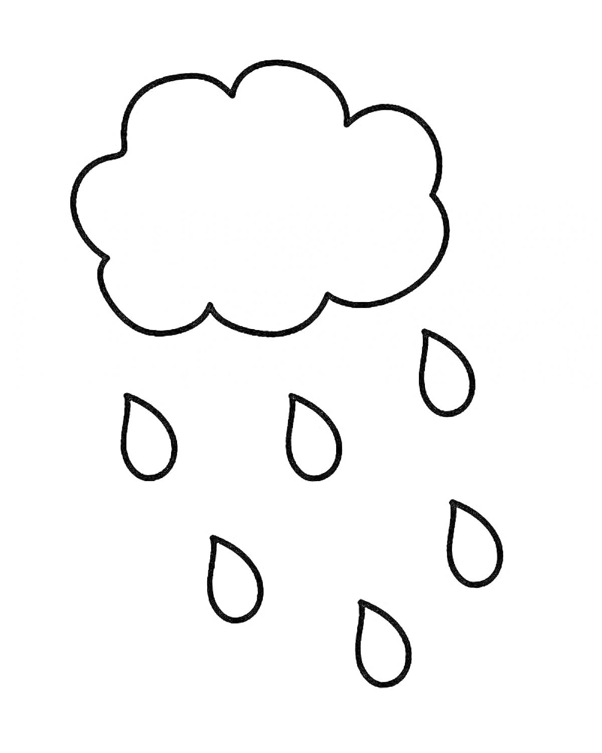 На раскраске изображено: Дождь, Капли, Контур, Природа, Погода, Облака