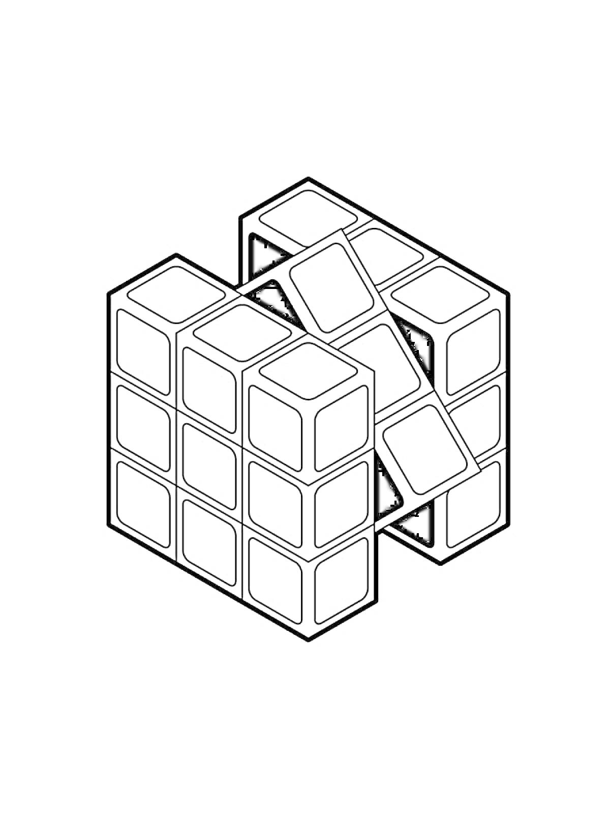 Раскраска Кубик Рубика в разобранном состоянии