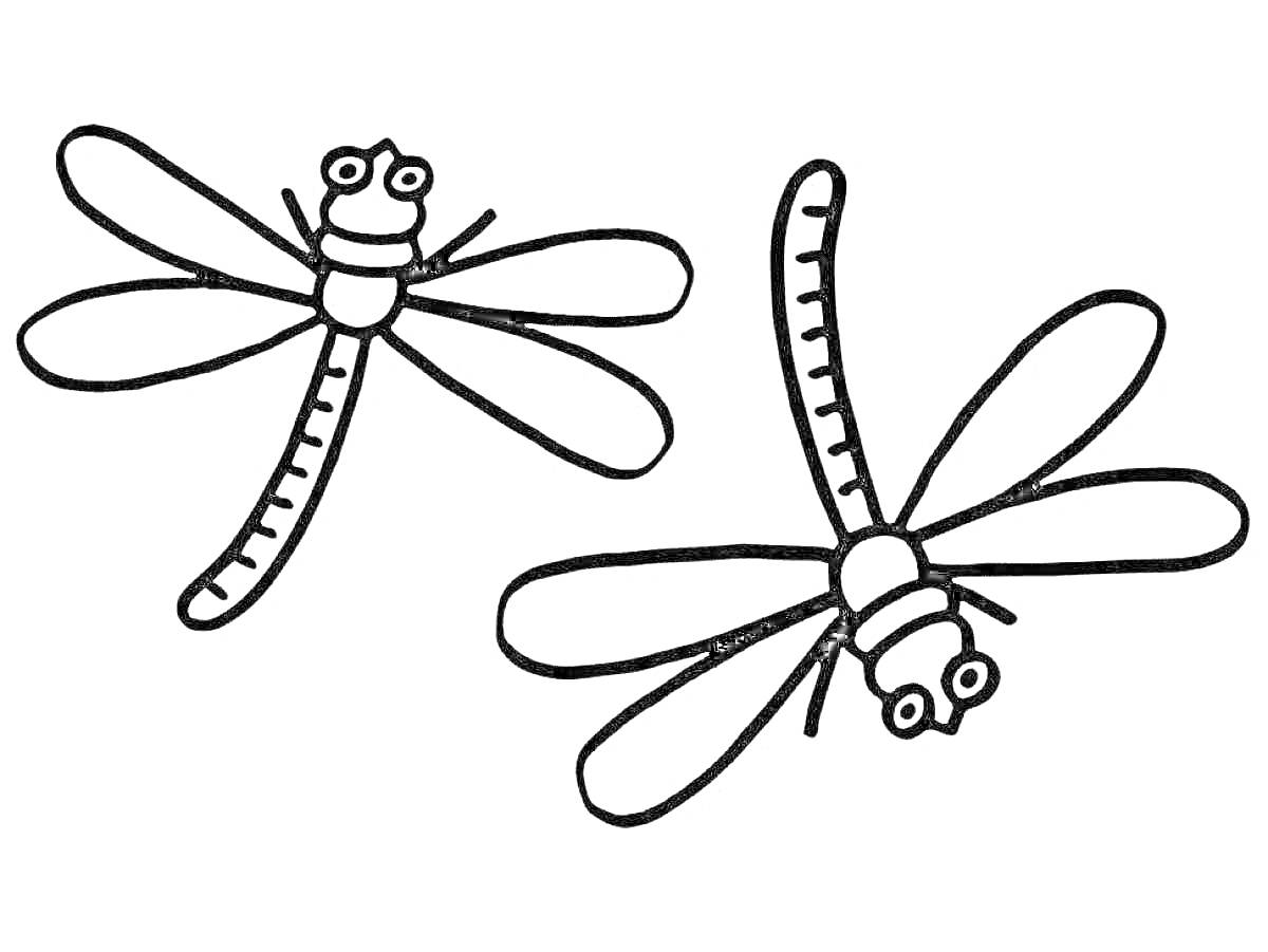 Раскраска Две стрекозы с крылышками