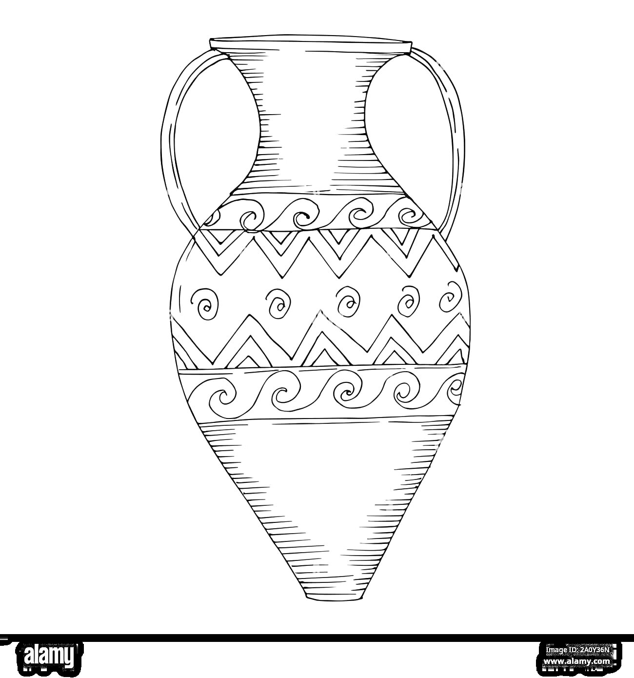 На раскраске изображено: Амфора, Ваза, Узоры, Геометрия, Декоративная посуда, Контурные рисунки