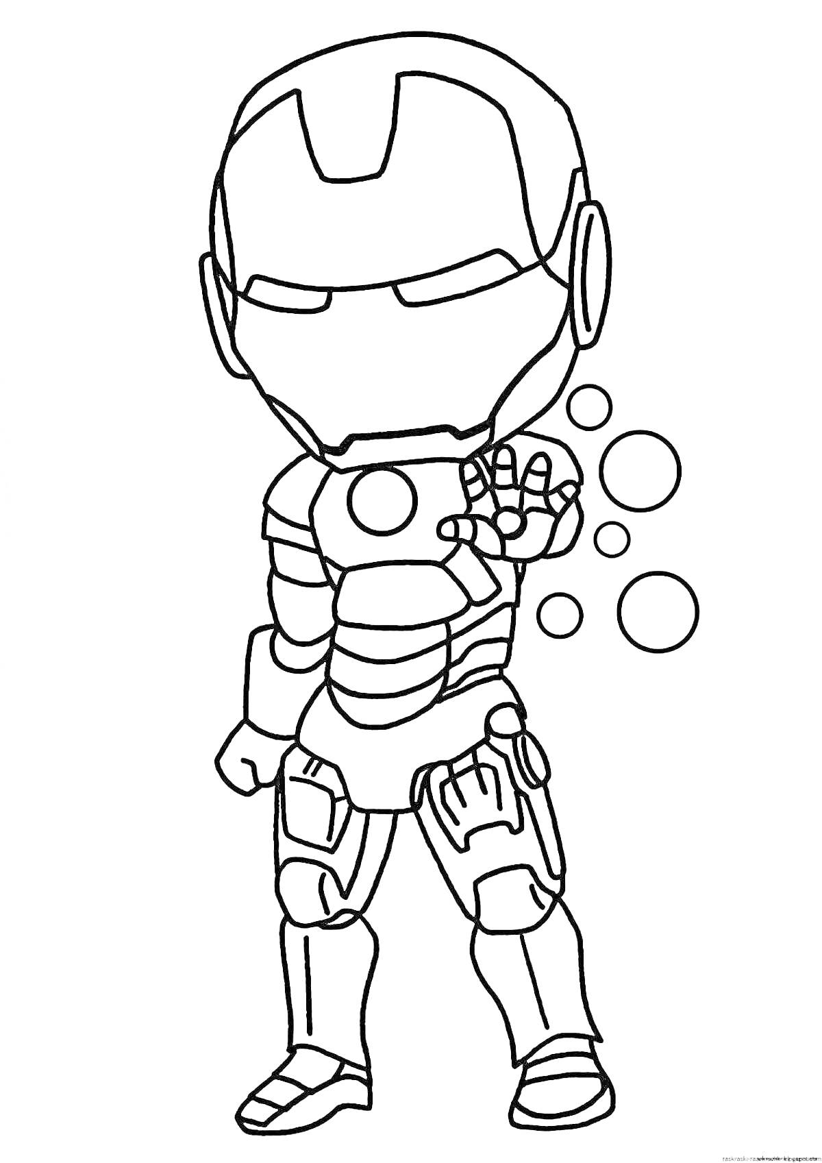 Раскраска Робот-супергерой с мяьзями и протянутой рукой