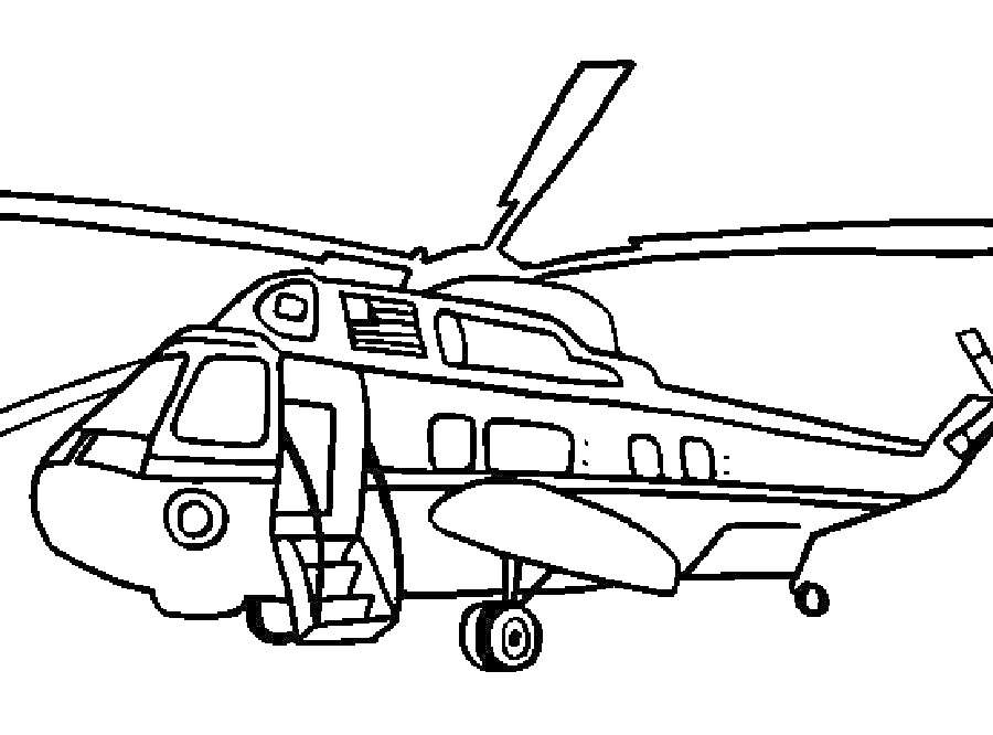 Вертолёт с открытой дверью и лопастями