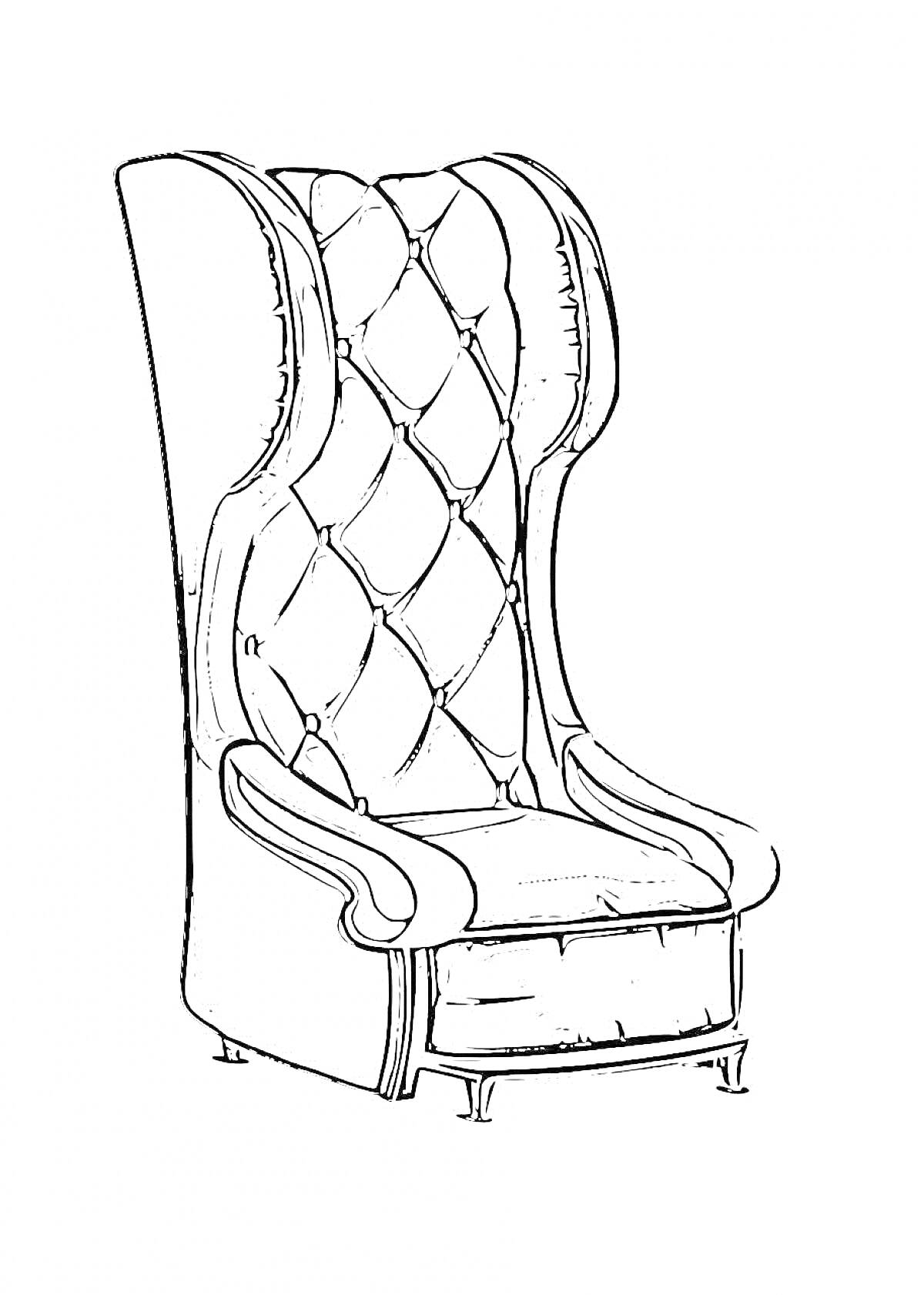 Раскраска Высокое кресло с ромбовидной стежкой