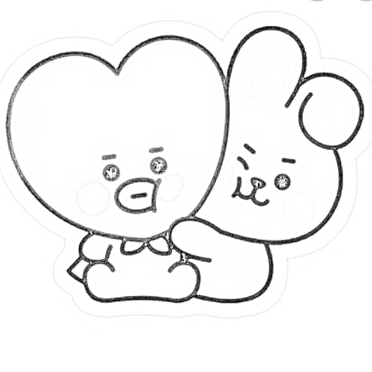 Сердечко и кролик из BT21