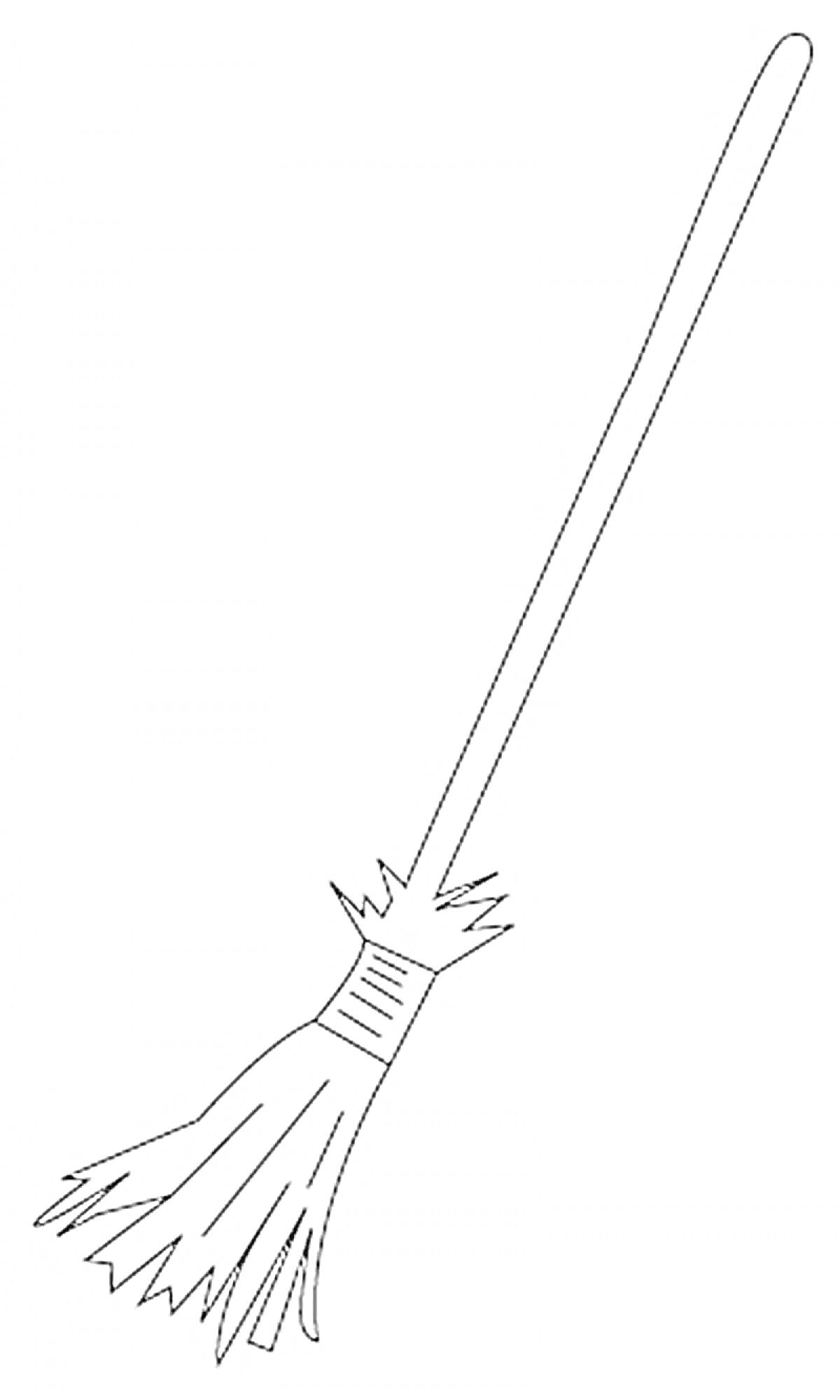 Веник со связанными соломинами на деревянной ручке