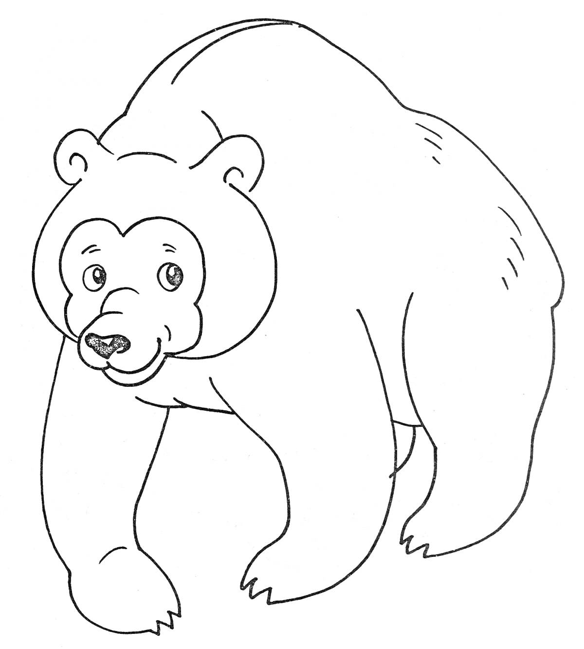 Раскраска Медведь в движении