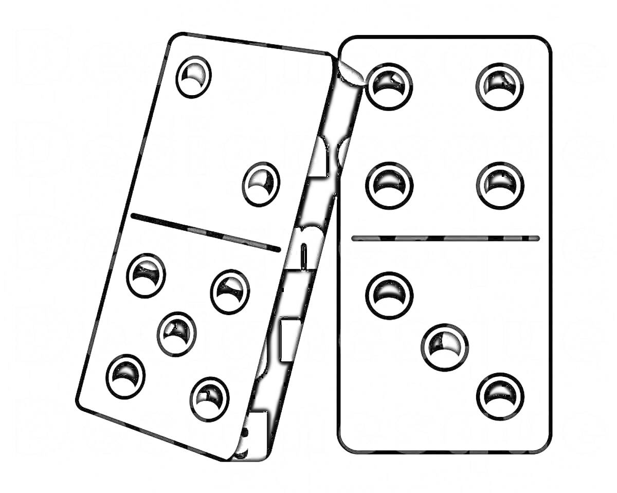 На раскраске изображено: Домино, Фишки, Игра