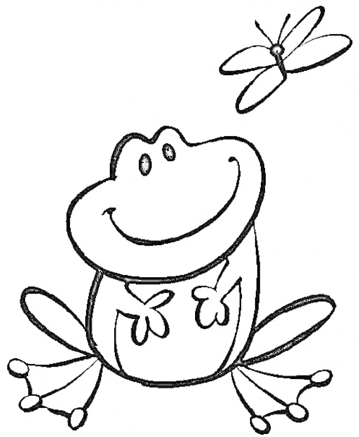 Раскраска Лягушка с бабочкой