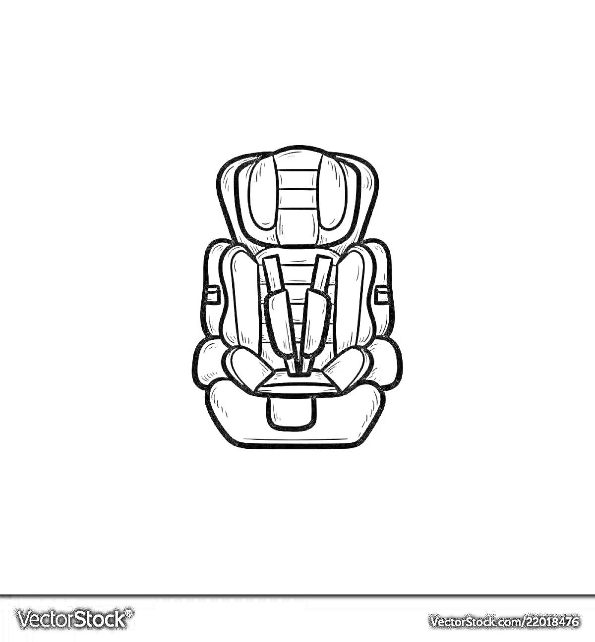 Раскраска Автокресло для ребенка с ремнями безопасности