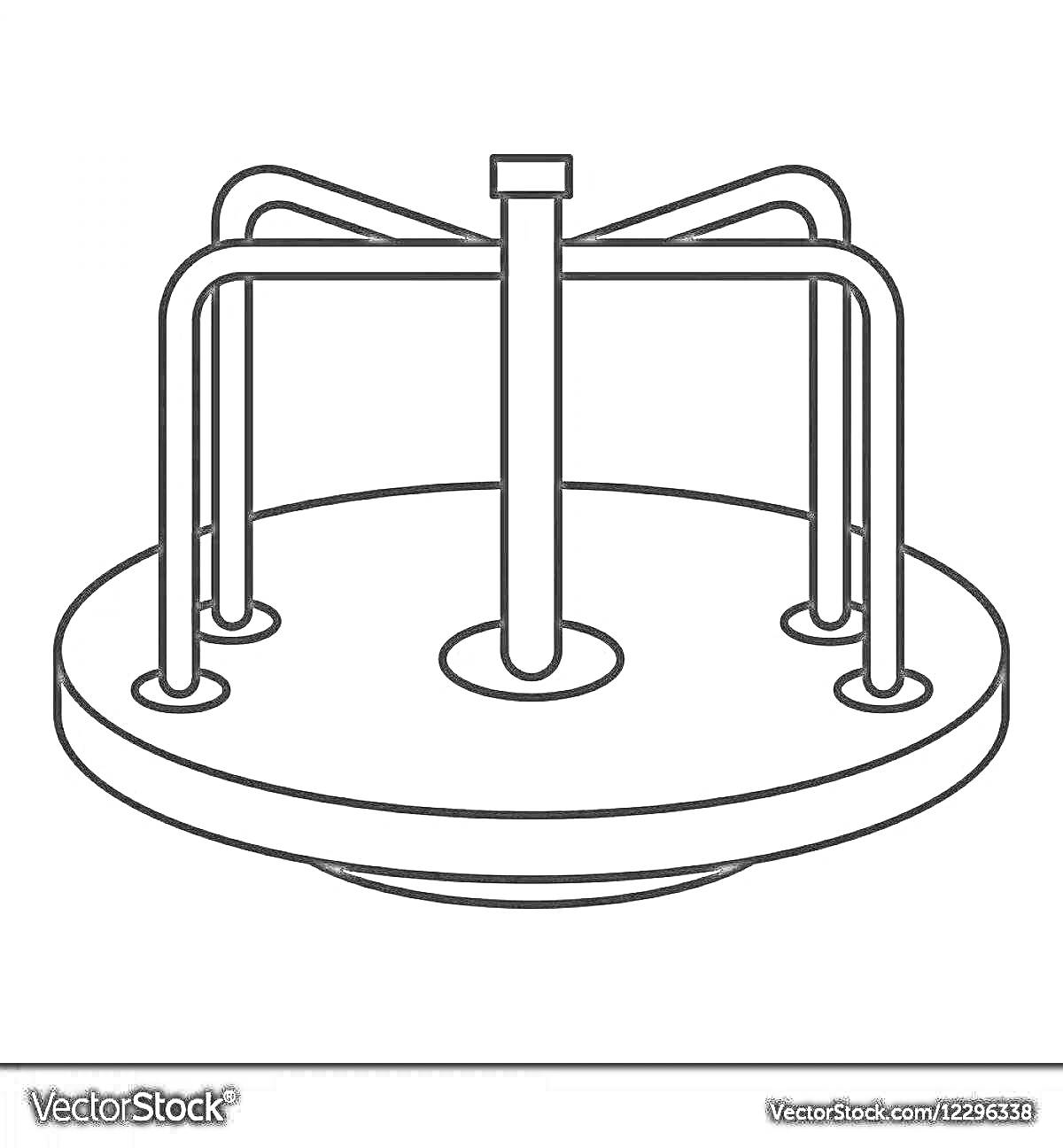 Раскраска Карусель с поручнями и круглой платформой