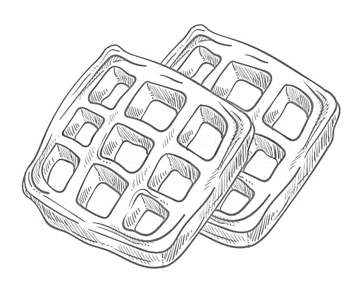На раскраске изображено: Вафли, Еда, Штриховка, Сладости