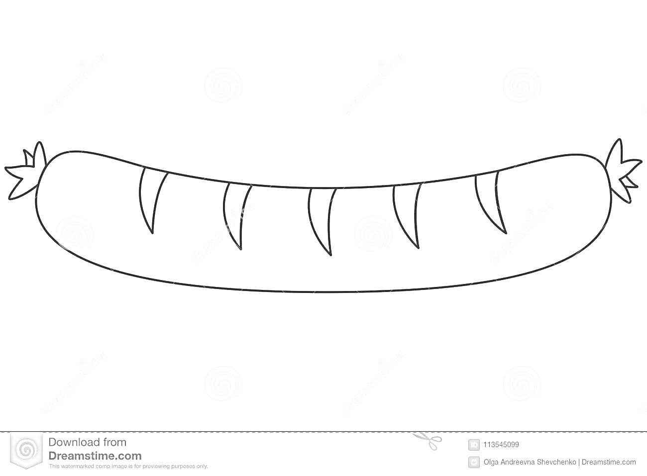 Раскраска Сосиска с насечками для детей