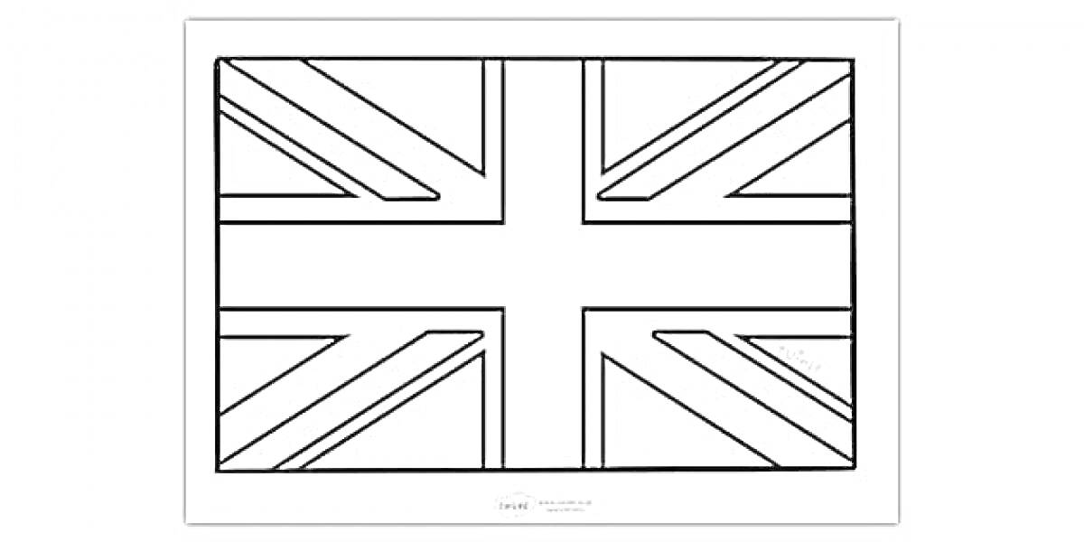 Раскраска флаг Великобритании с черно-белыми контурами