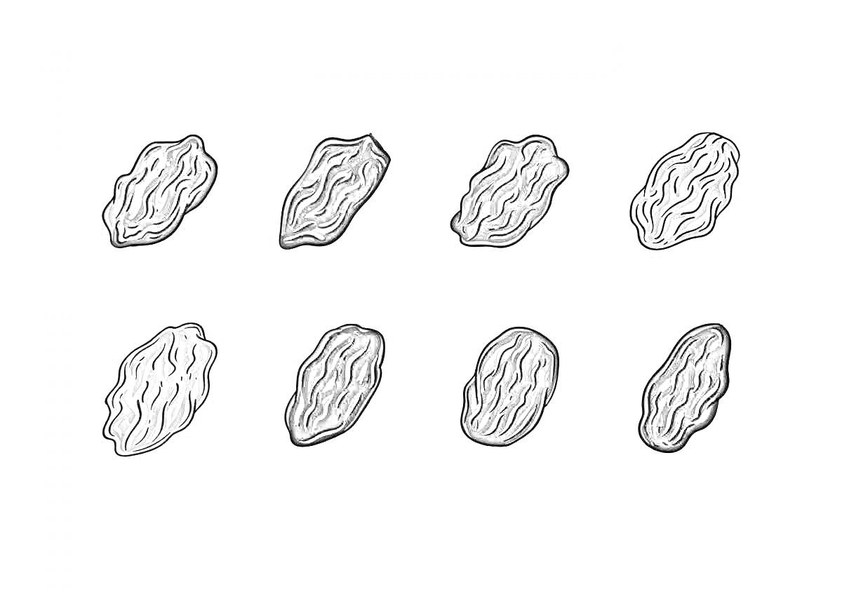 На раскраске изображено: Изюм, Восемь, Ягоды, Пища