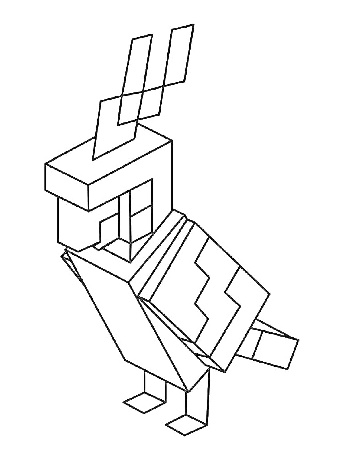 Раскраска Птица в стиле Майнкрафт