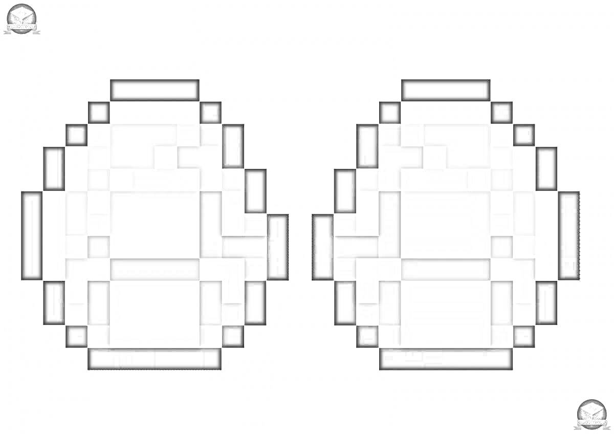 Раскраска Две алмазной текстуры из Майнкрафта в пиксель-арте