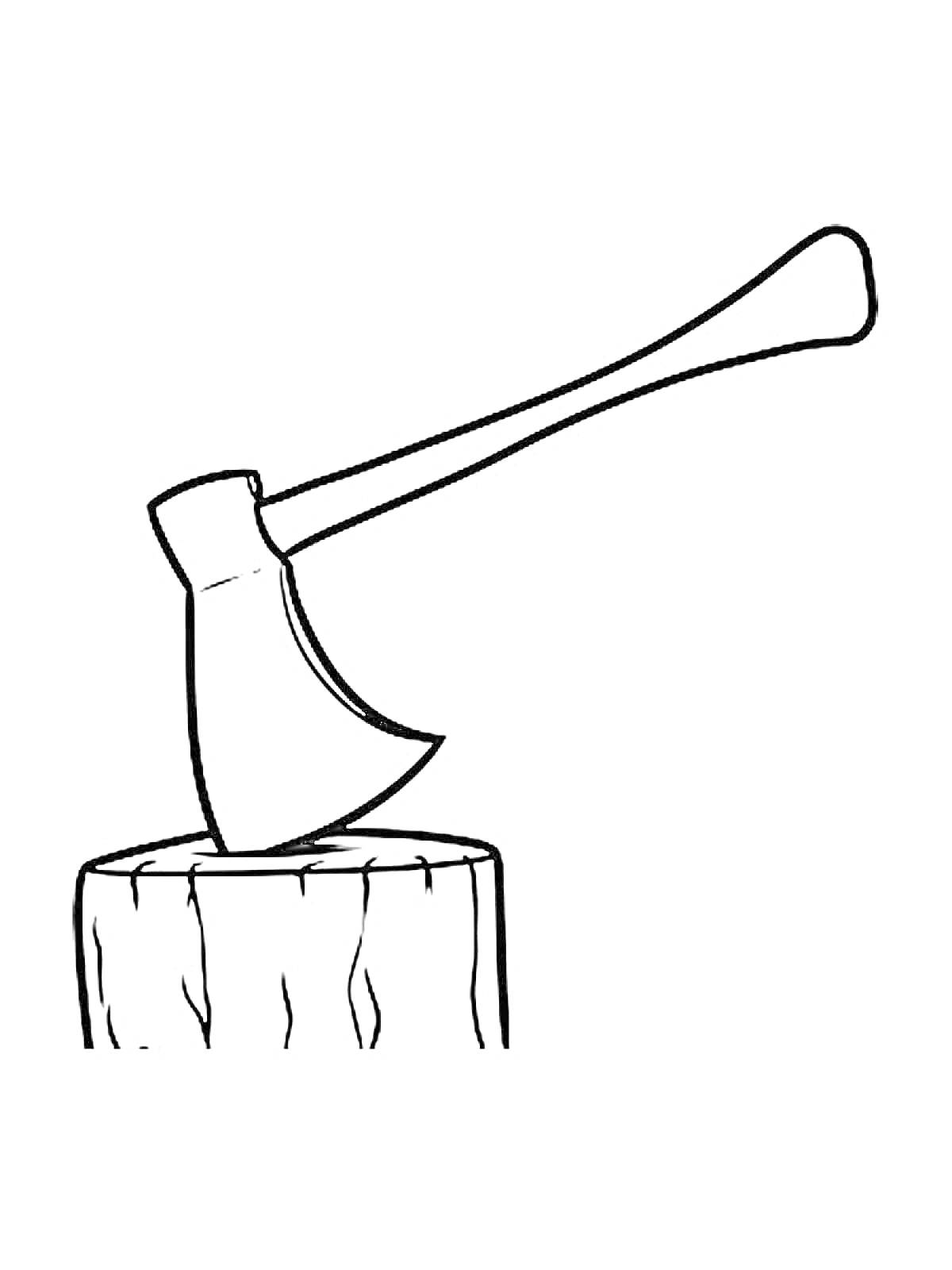 На раскраске изображено: Пень, Инструмент, Деревья, Топоры