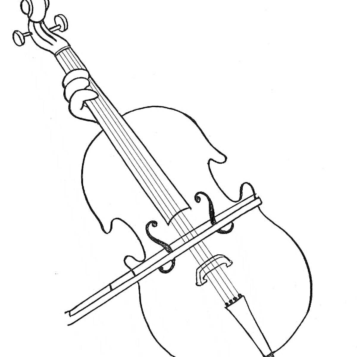 На раскраске изображено: Скрипка, Музыкальный инструмент, Смычок, Гриф, Струны, Контурные рисунки