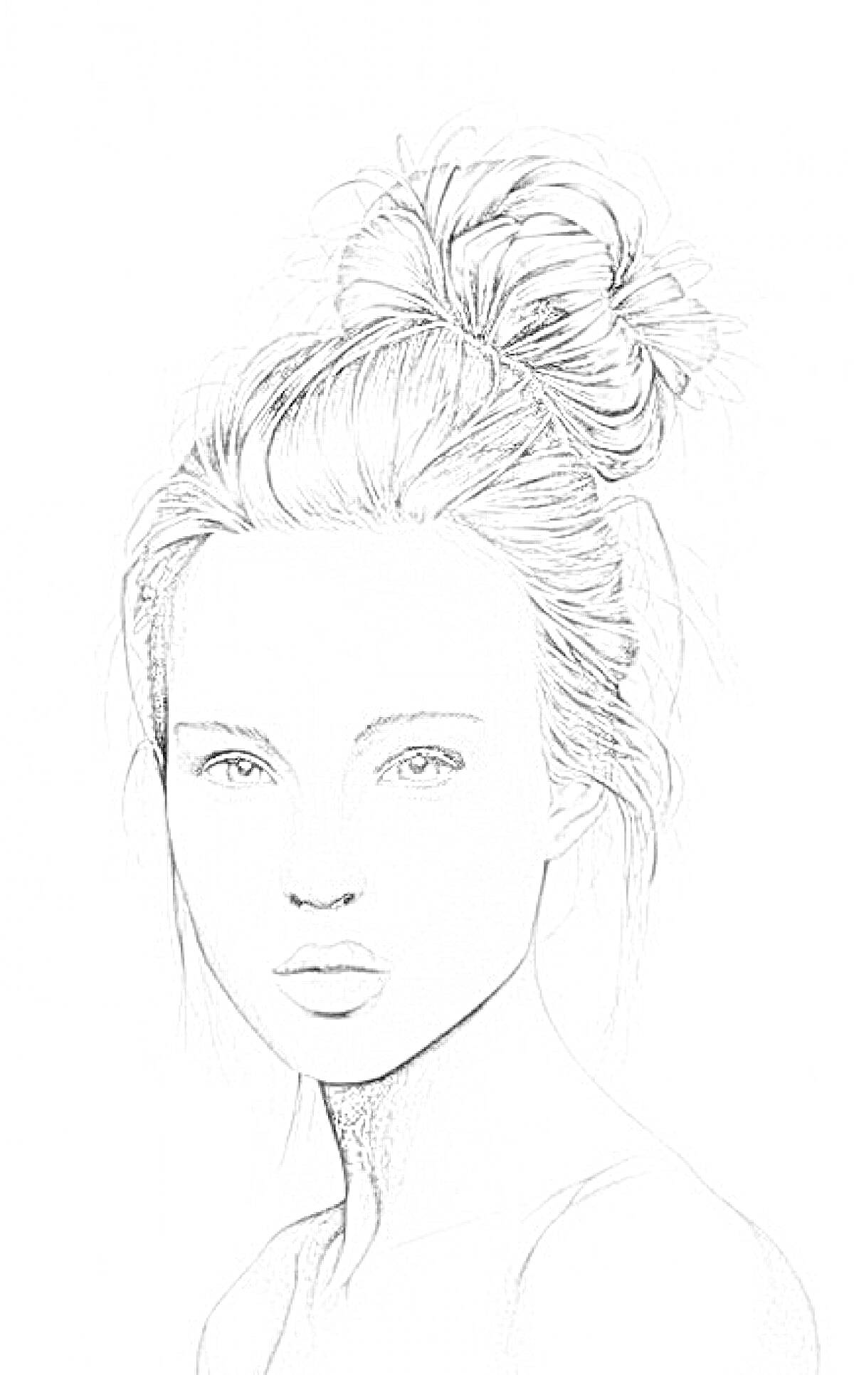 Девушка с пучком волос, портрет