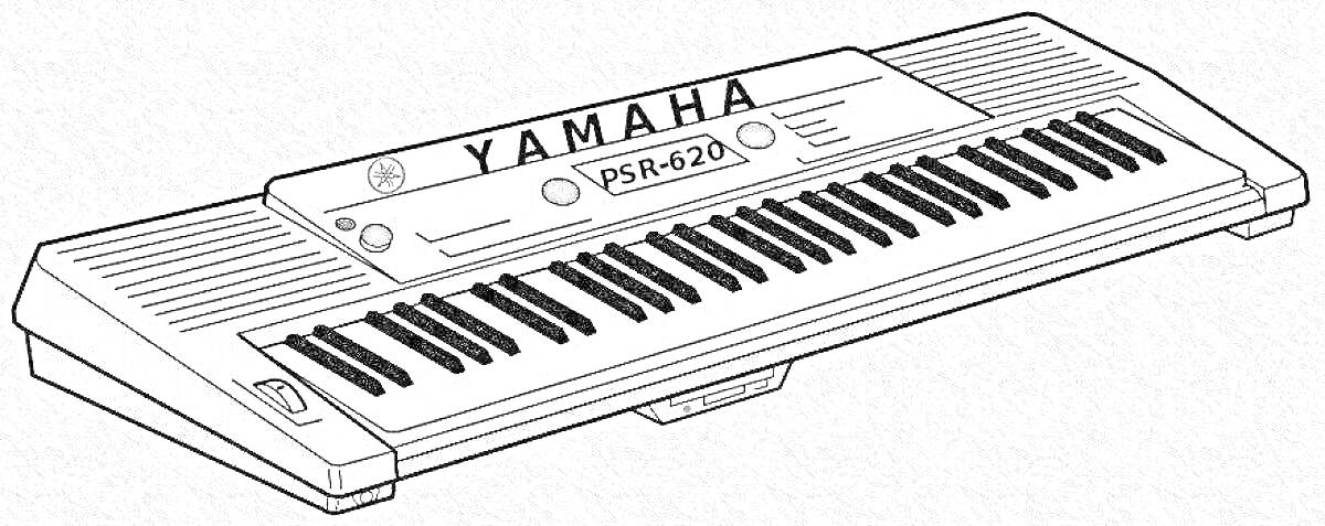 Раскраска Синтезатор Yamaha PSR-020 с клавишами и панелью управления