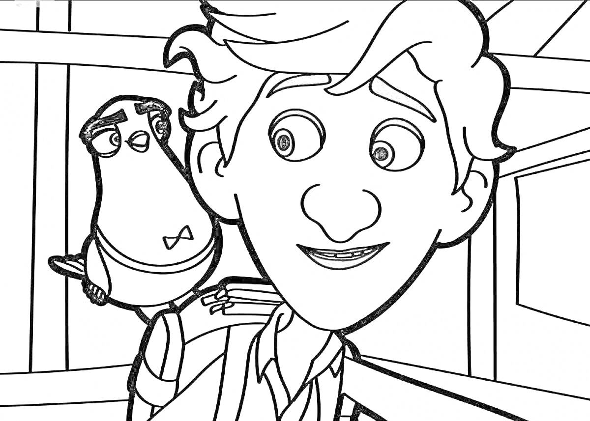 На раскраске изображено: Мальчик, Окна