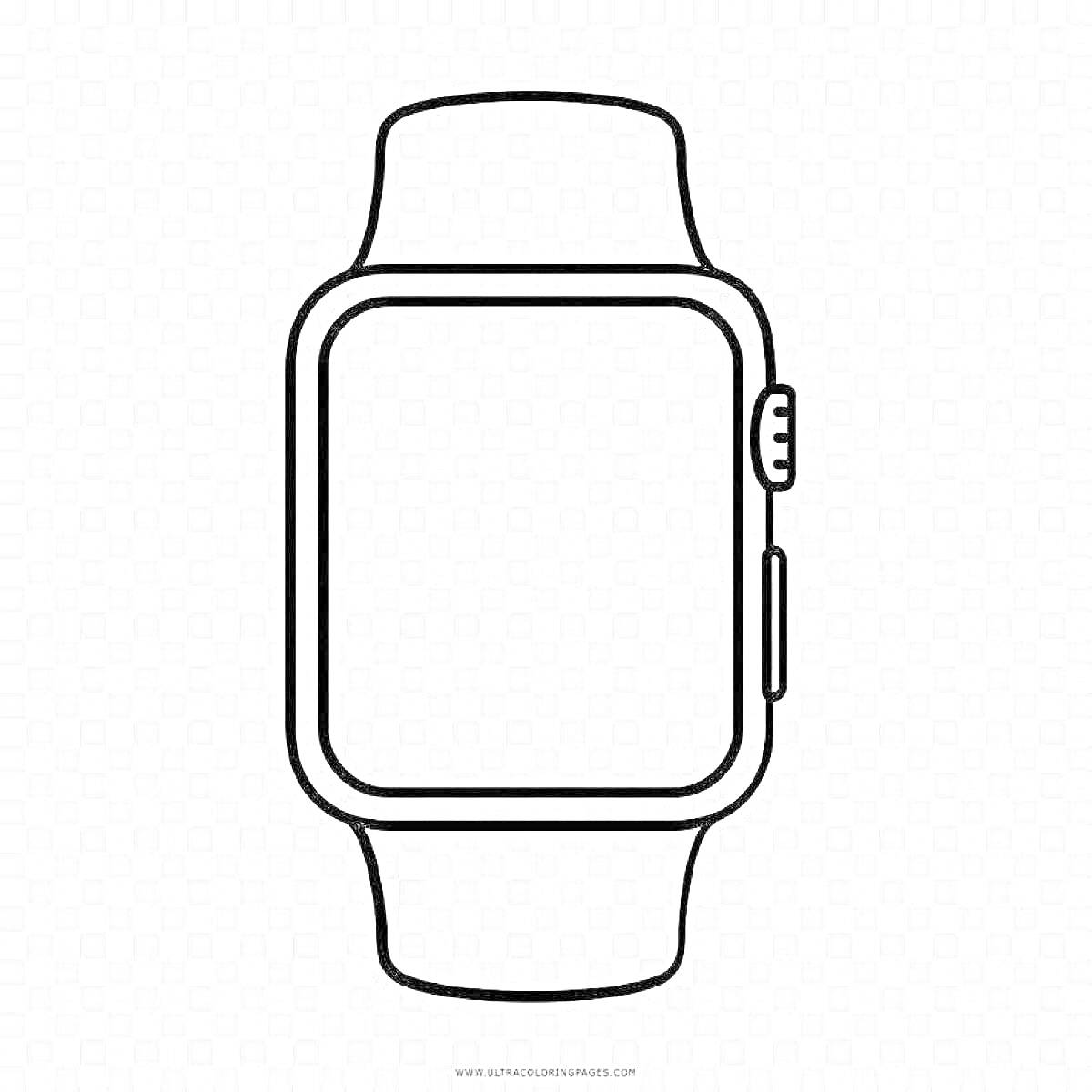 Раскраска Контур Apple Watch с кнопками и ремешком