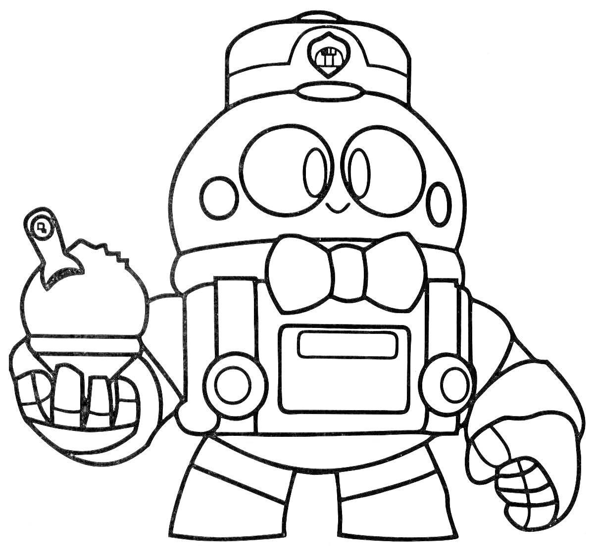 Раскраска Робот с мороженым и микрофоном