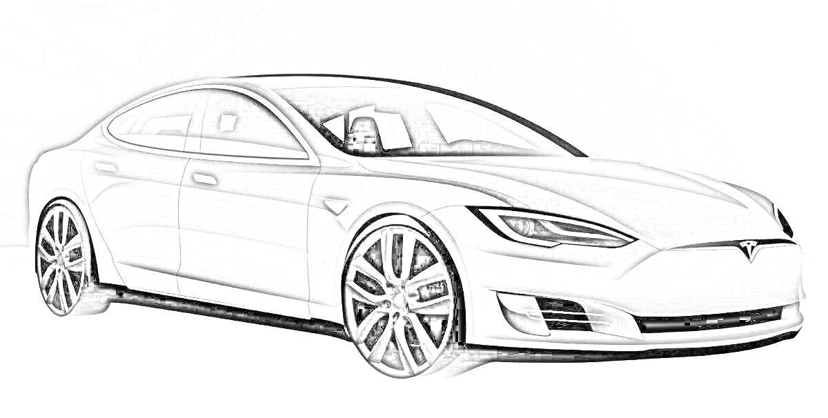 Tesla Model X, серый автомобиль, вид сбоку, фон градиентный