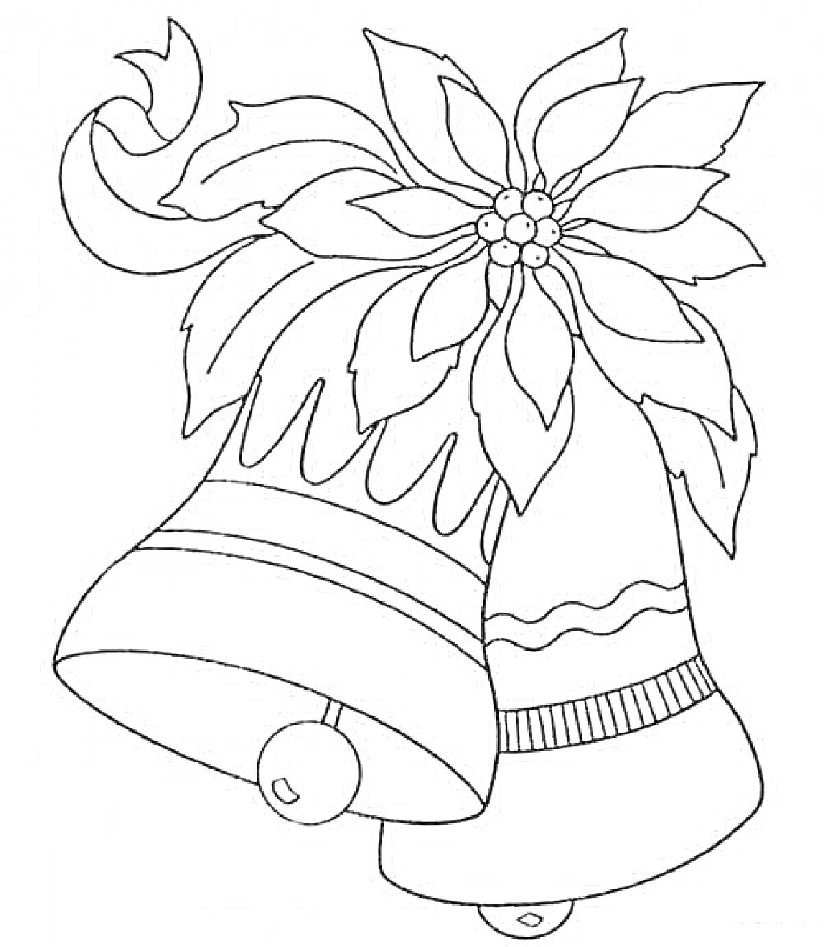 Раскраска Колокольчик с цветком и ленточкой