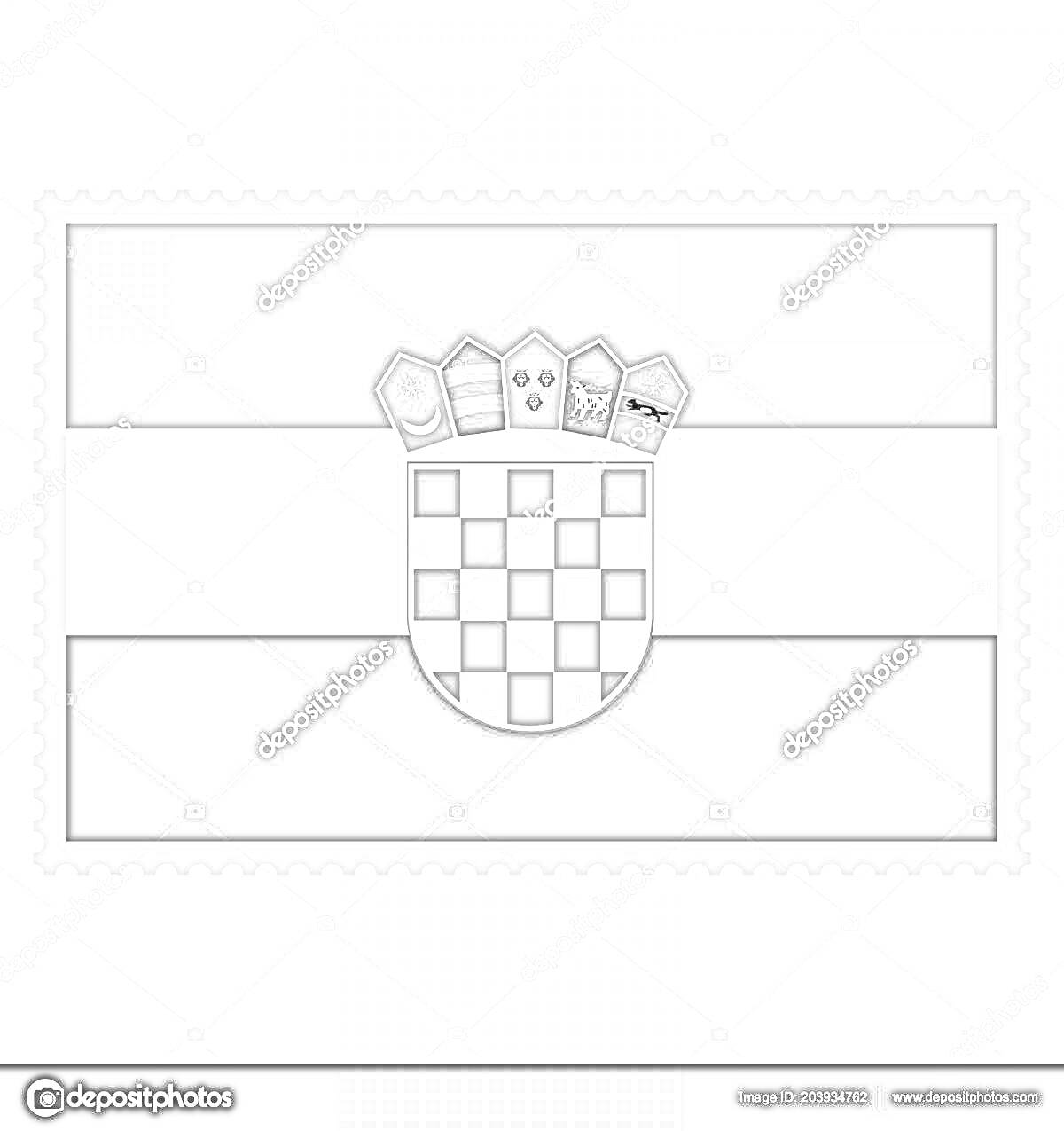 На раскраске изображено: Флаг, Хорватия, Почтовая марка