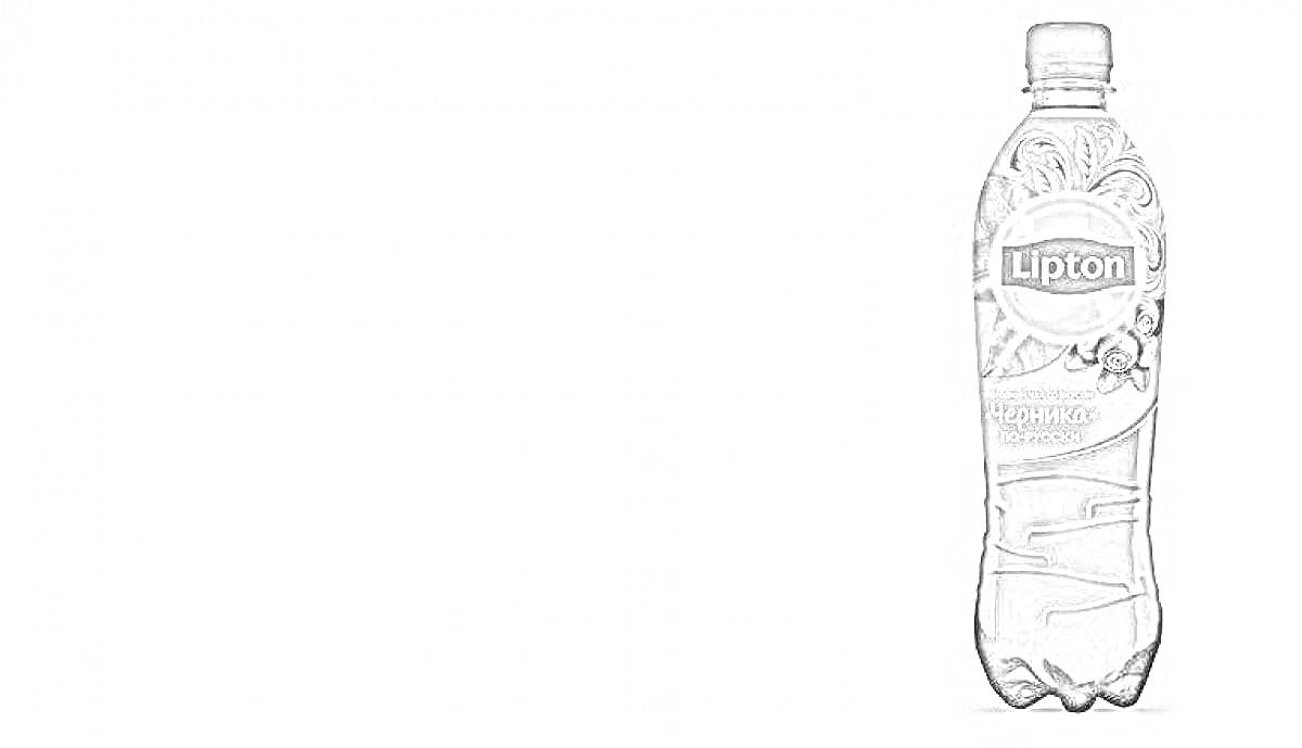 Раскраска Липтон, бутылка с черным чаем и ягодами