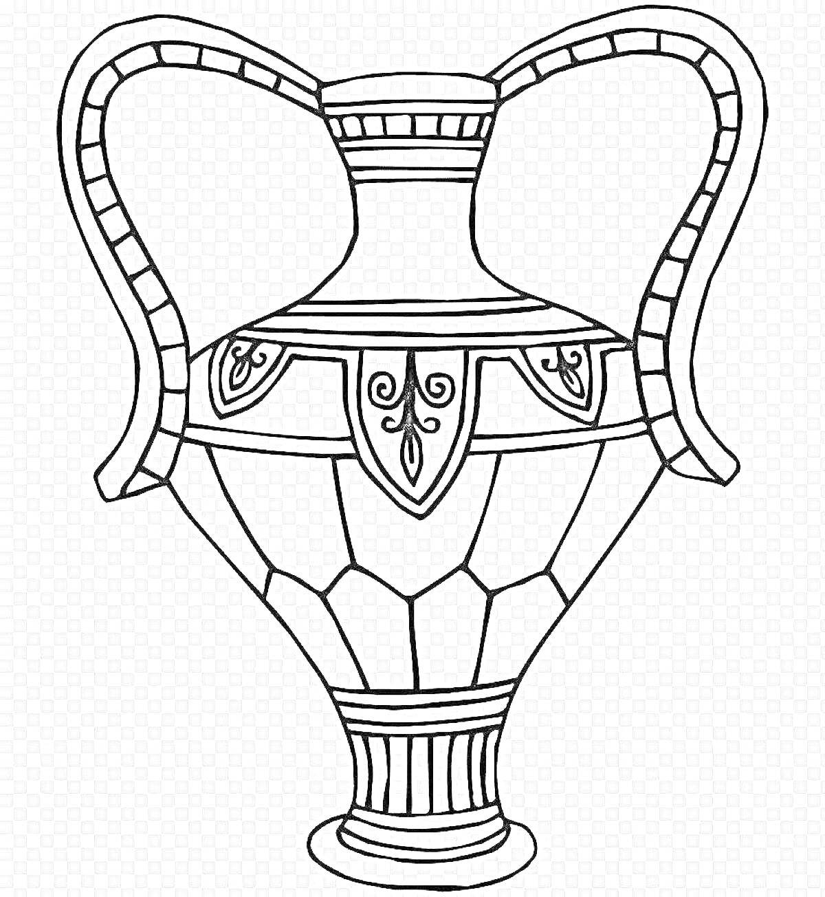 Раскраска Амфора с орнаментом и двумя ручками