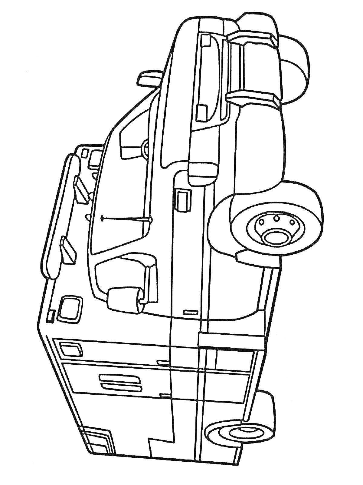 На раскраске изображено: Скорая помощь, 3-4 года, Транспорт, Медицинская помощь